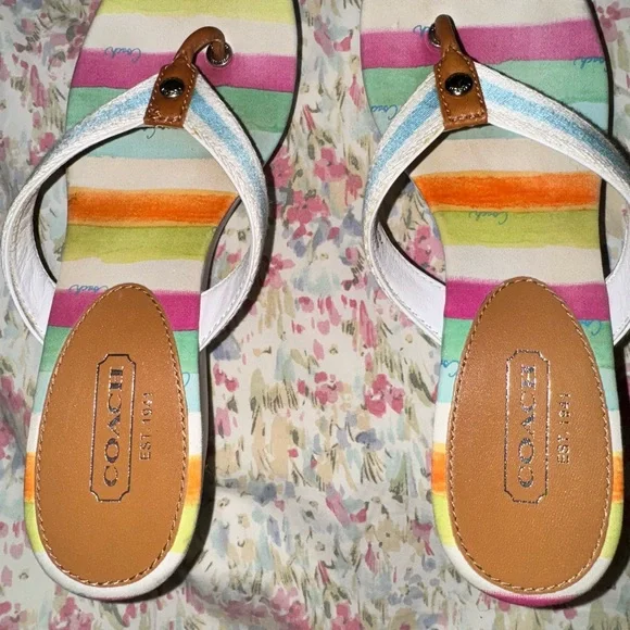 Coach Colorful Striped Sandals - Picture 1 of 7